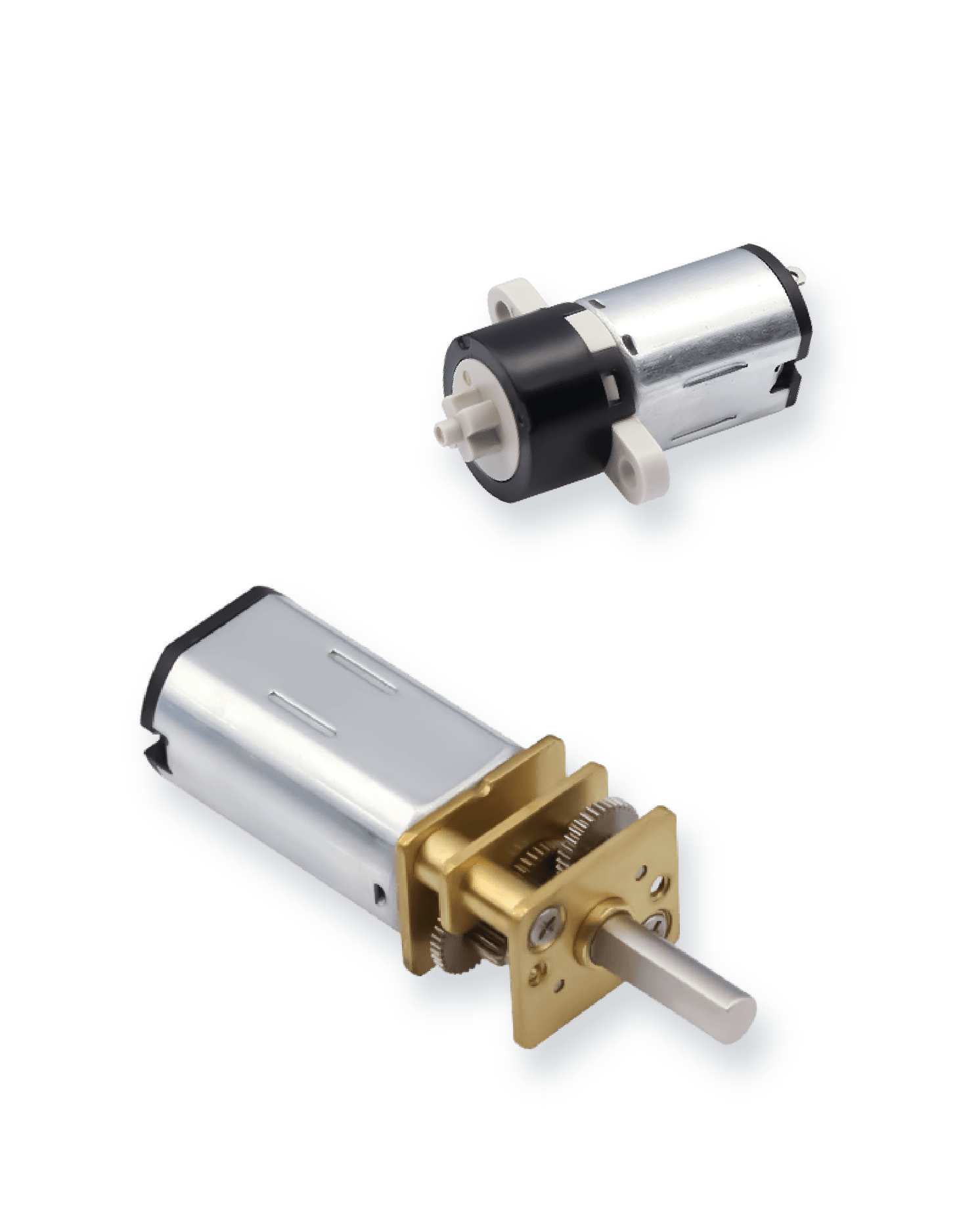 two small electric motors with different components visible