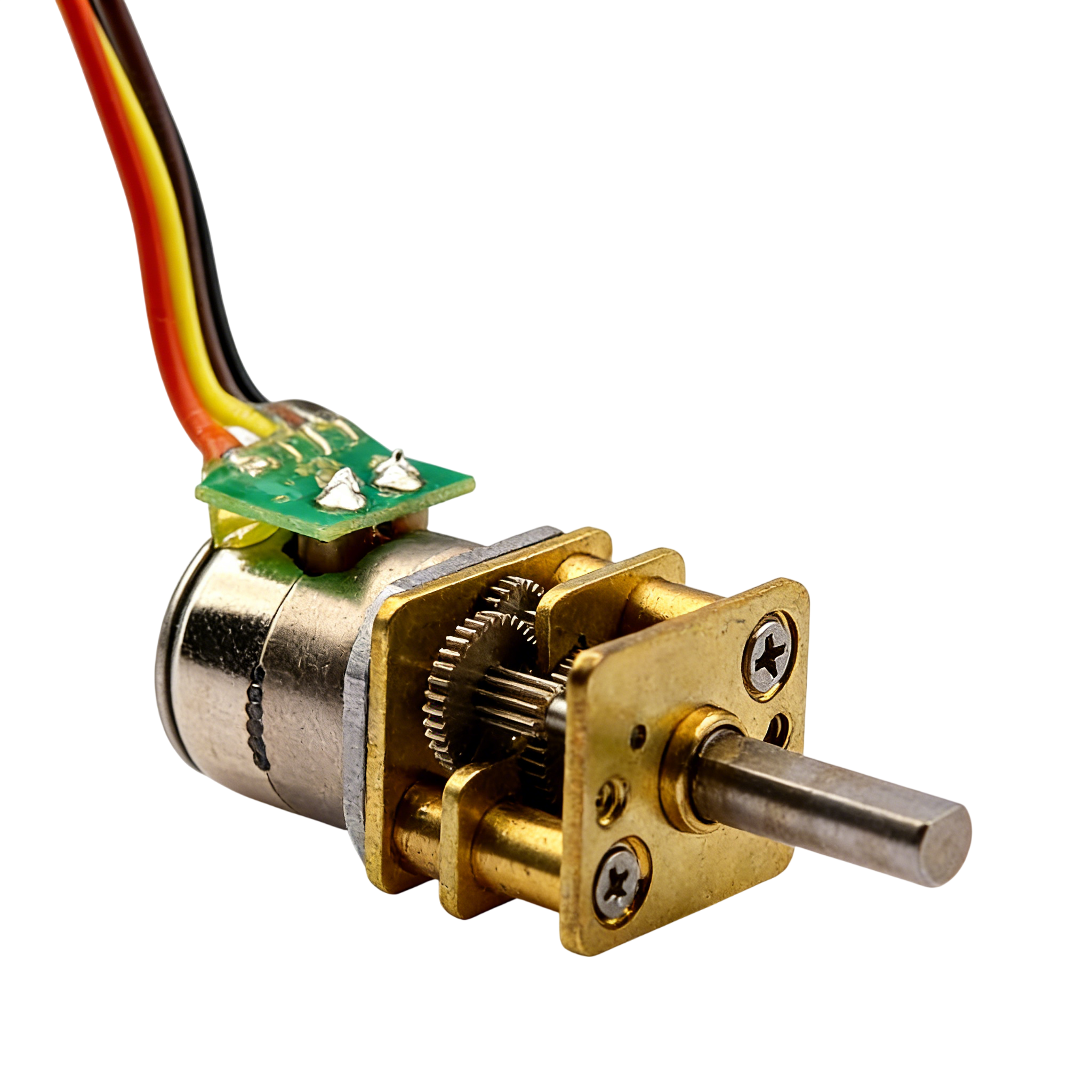stepper gear motor with brass casing and metal shaft