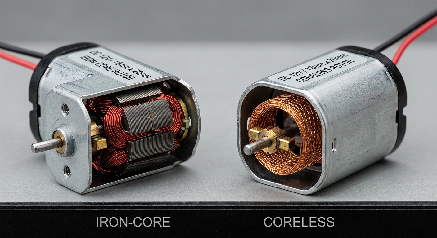 Coreless motor rotor compared with iron-core brushed motor rotor