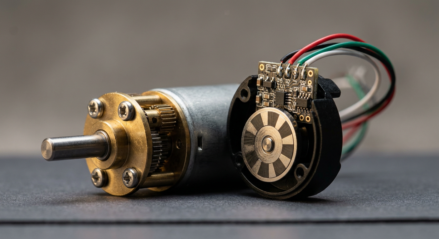 Miniature 12mm DC gear motor with rear-mounted magnetic incremental encoder