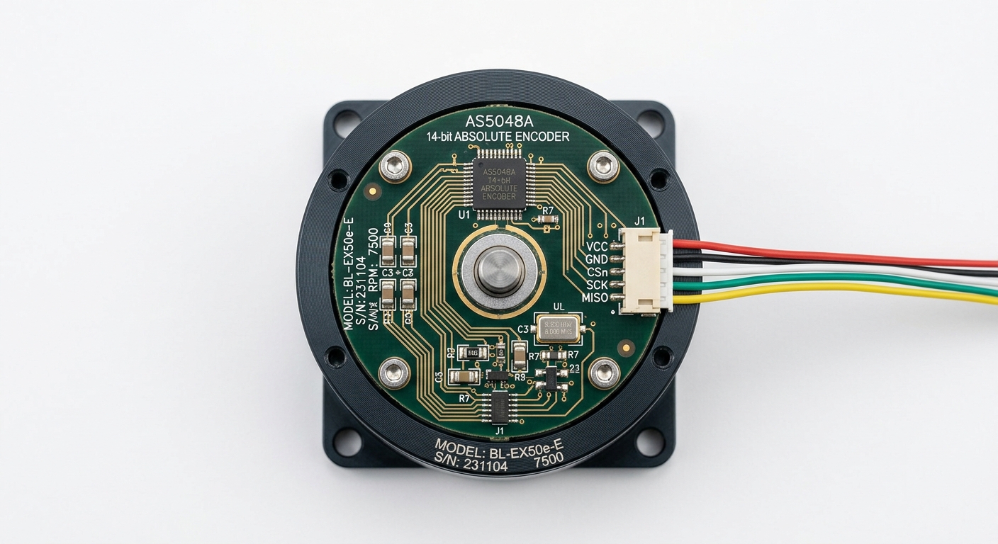 Compact brushless DC motor with integrated absolute magnetic encoder