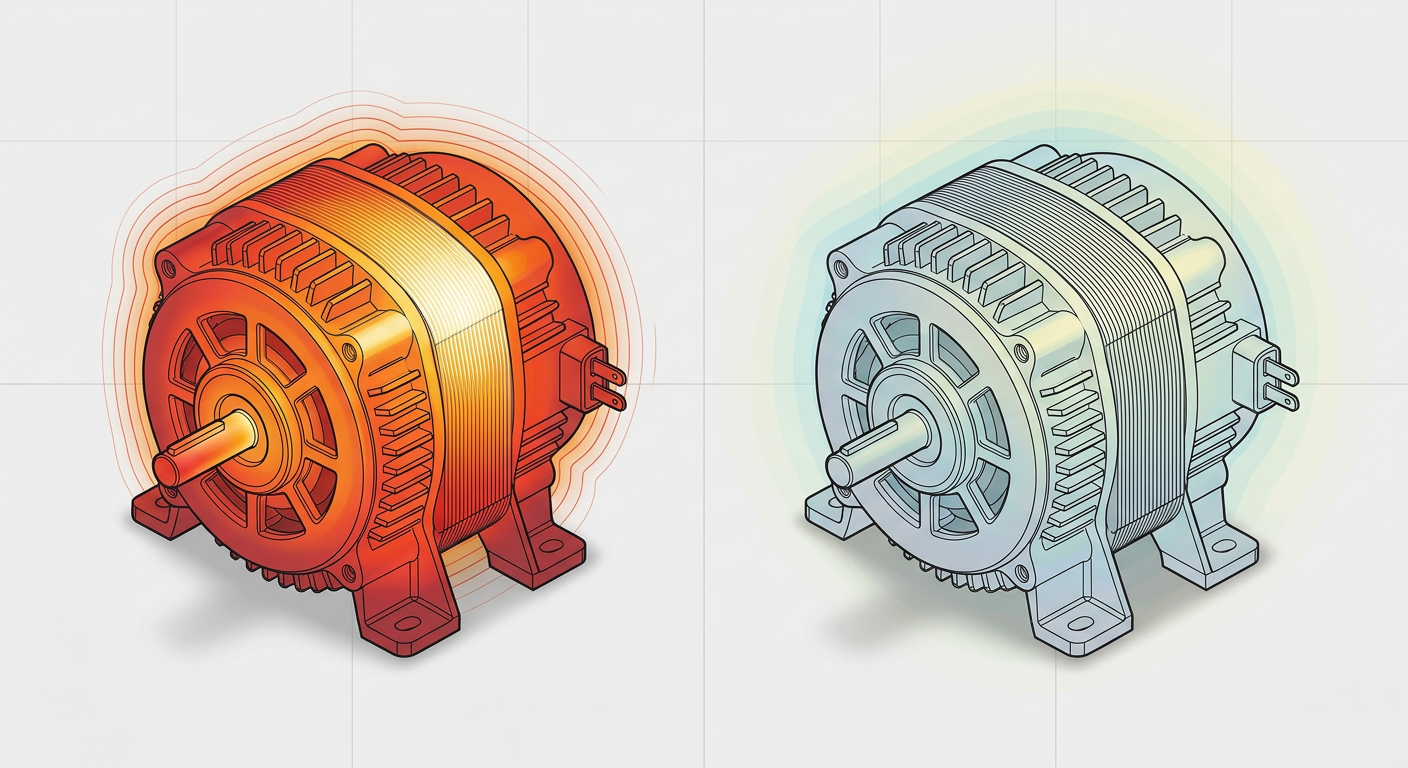 Thermal comparison illustration of miniature stepper and BLDC motors at standstill
