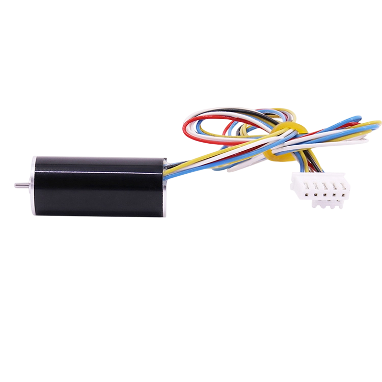 black 16mm 1636 DC motor with colorful wires and white connector